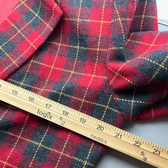 VTG Sag Harbor 10 Red Plaid Wool Bl Blazer Velvet Preppy Old Money Academia - Picture 5 of 10